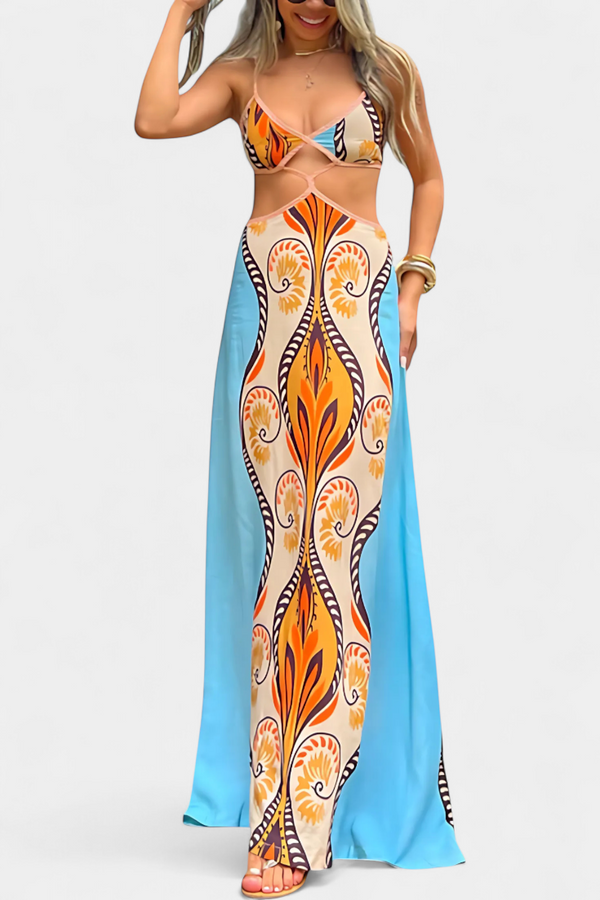 Sytella Robe à découpes avec imprimé abstrait et dos nu
