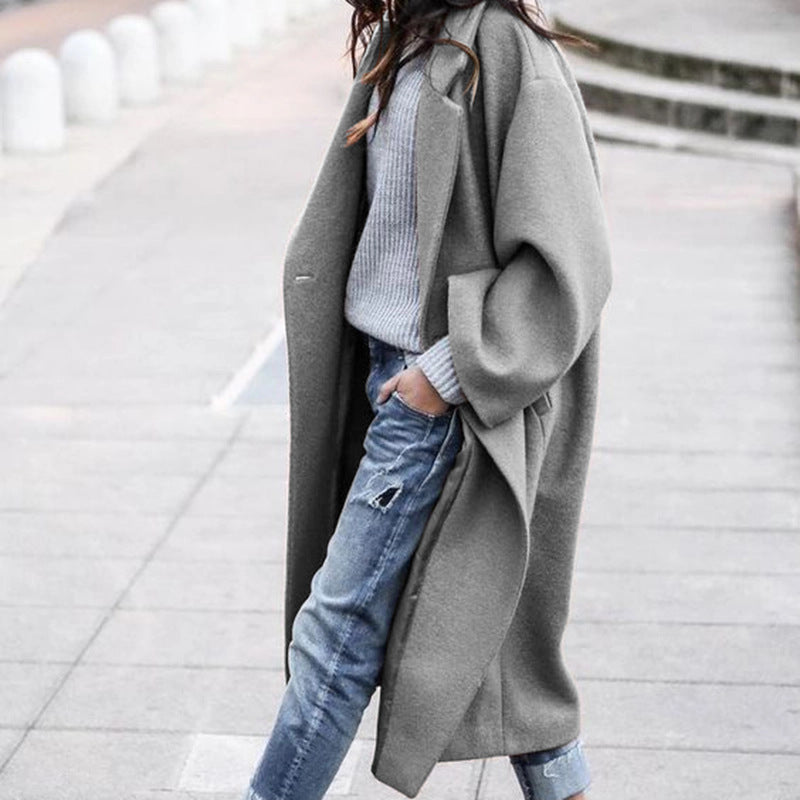 Manteau Long Oversize à Revers