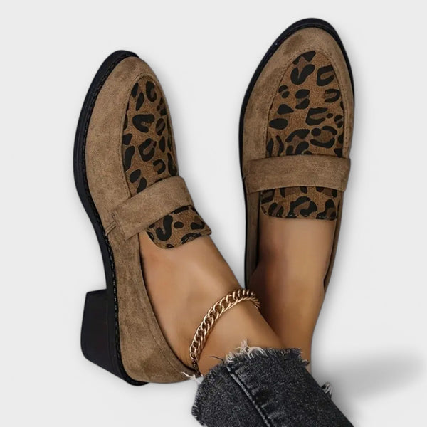 Ballerines à Motif Léopard et Bout Rond