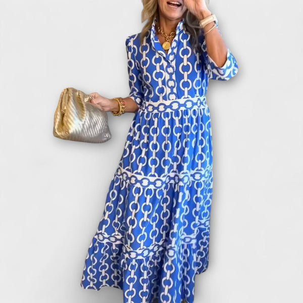 Robe Midi Chaînes Dorées - Élégance Intemporelle
