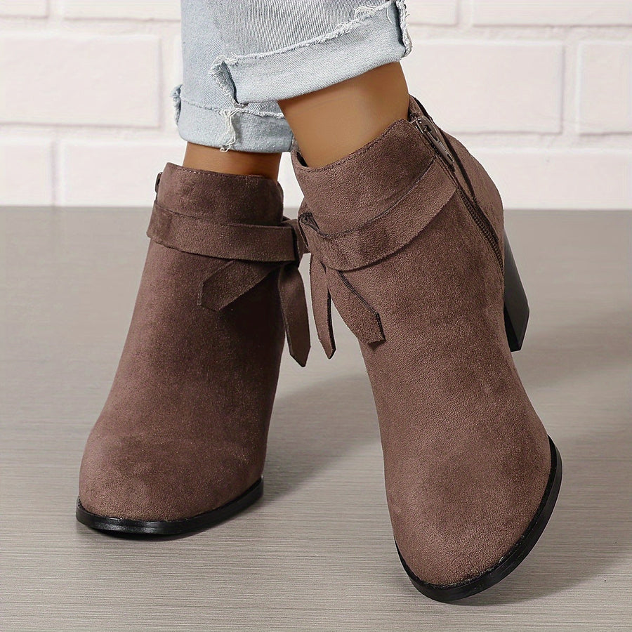 Bottines Cheville à Talon Bloc et Nœud