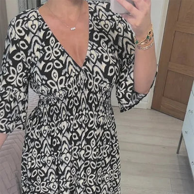 Yiska - Robe Florale à col en V