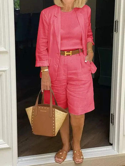 Ensemble pour dames - Blazer élégant et short - Stylisé - Idéal pour les journées chaudes