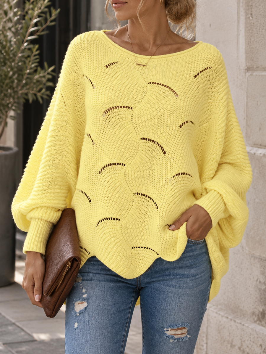 Pull oversize motif ondulé ajouré — jeu de lumière