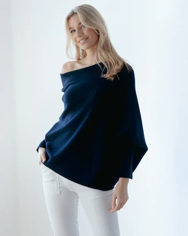 Pull Asymétrique Col Drapé Élégant