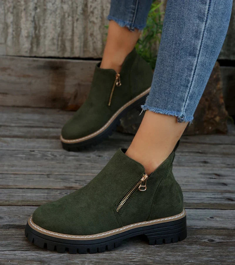 Bottines à Fermeture Éclair et Talon Bloc