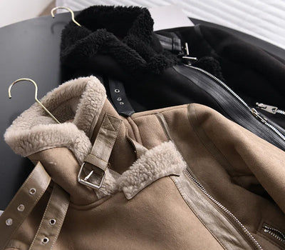 Manteau d'hiver en daim Olivia - Chaud et élégant