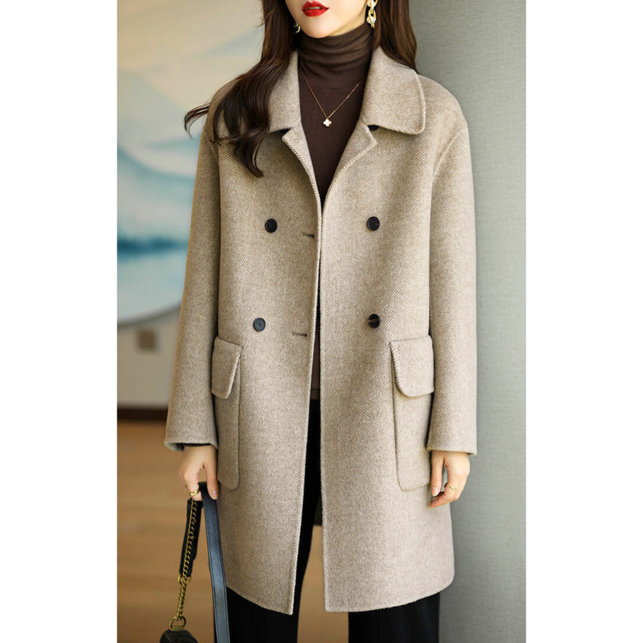 Manteau Mi-Long Croisé Cintré Élégant