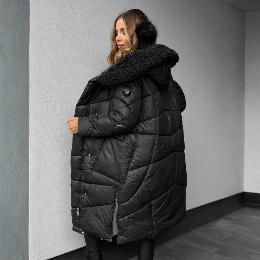 Doudoune Longue Enveloppante à Grande Capuche