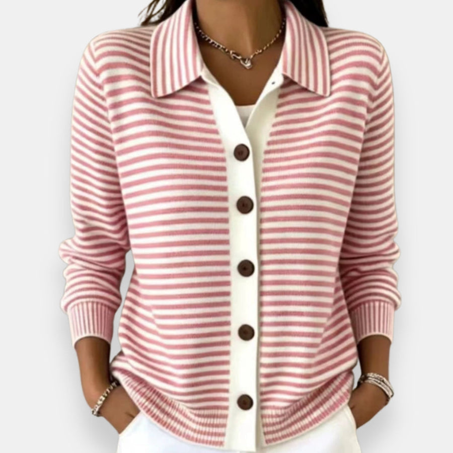 Cardigan Rayé Boutonnage Complet