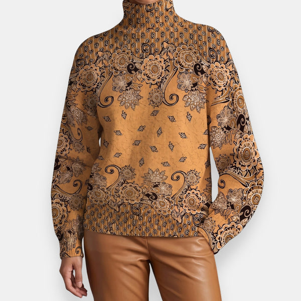 Jocelyne | Sudadera calada de cuello alto marrón