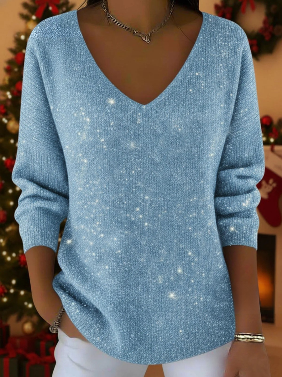Pull Col V Brillant Coupe Ample