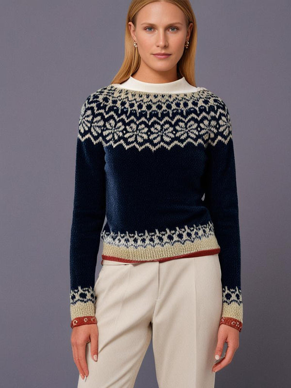 Nyra - Pull Rétro en Jacquard Islandais