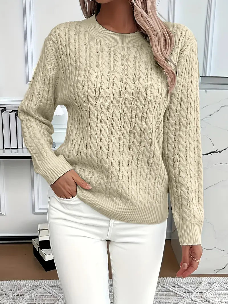 Pull Col Rond Motif Texturé Coupe Épousante
