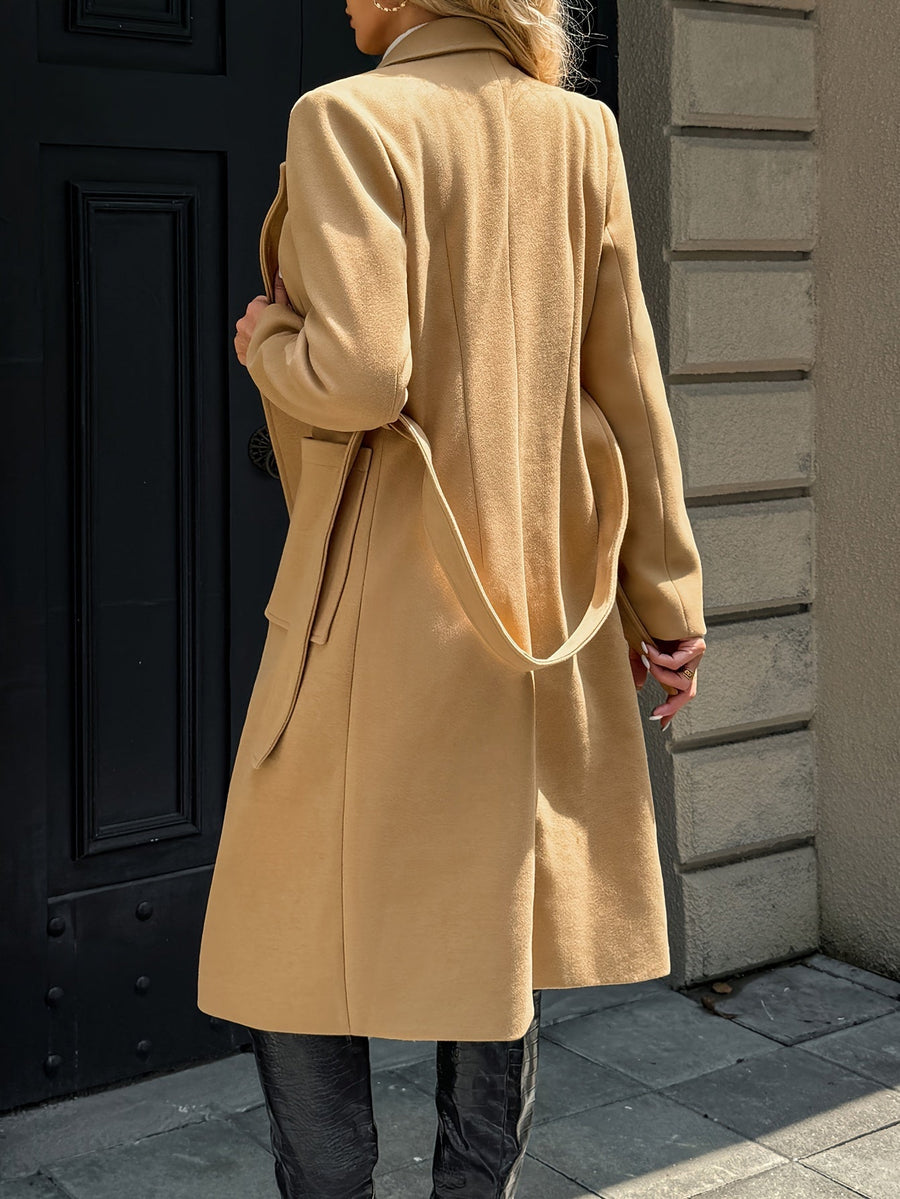 Manteau Portefeuille Mi-Long à Ceinture