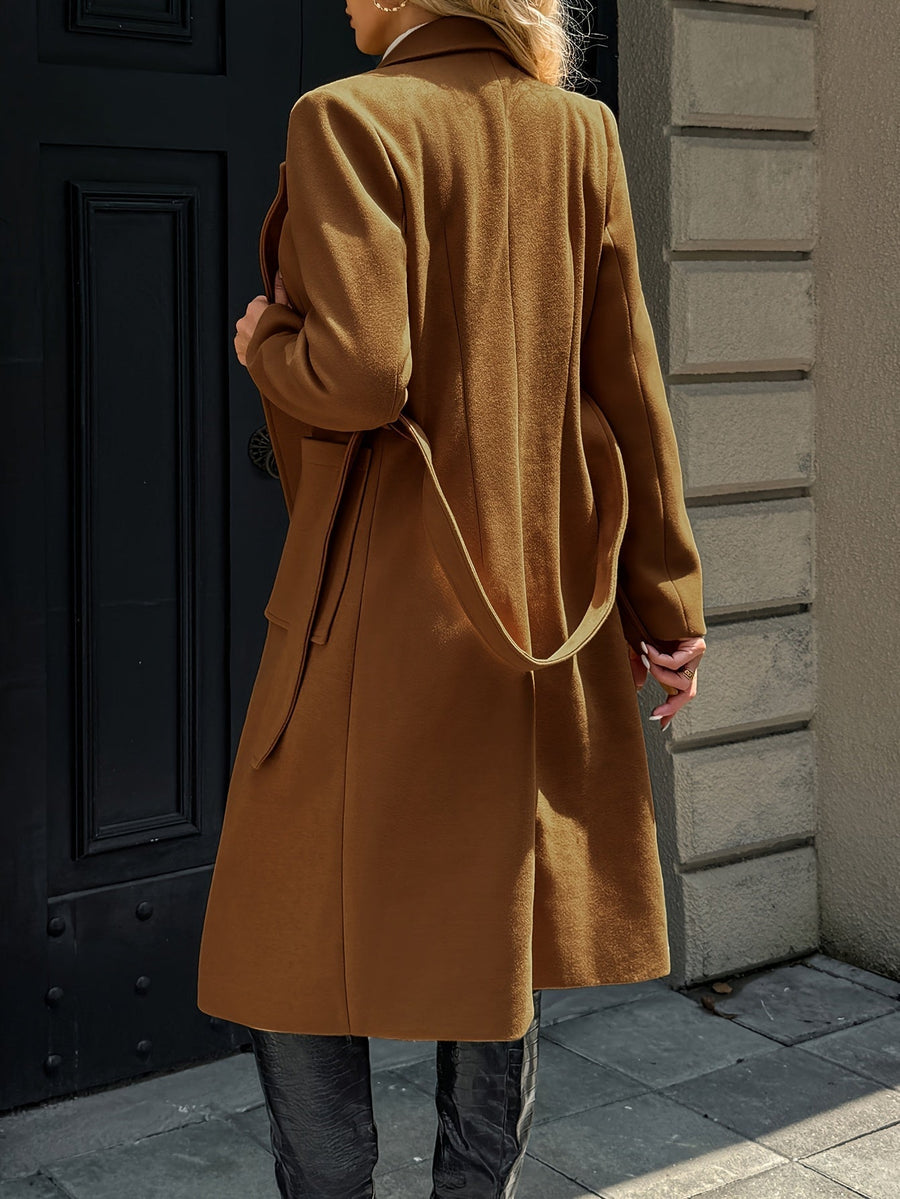 Manteau Portefeuille Mi-Long à Ceinture