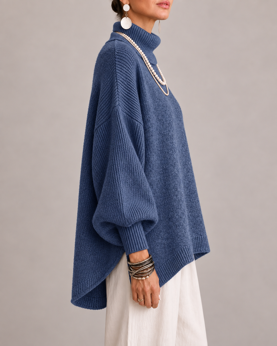 Pull Col Montant Oversize à Côtes