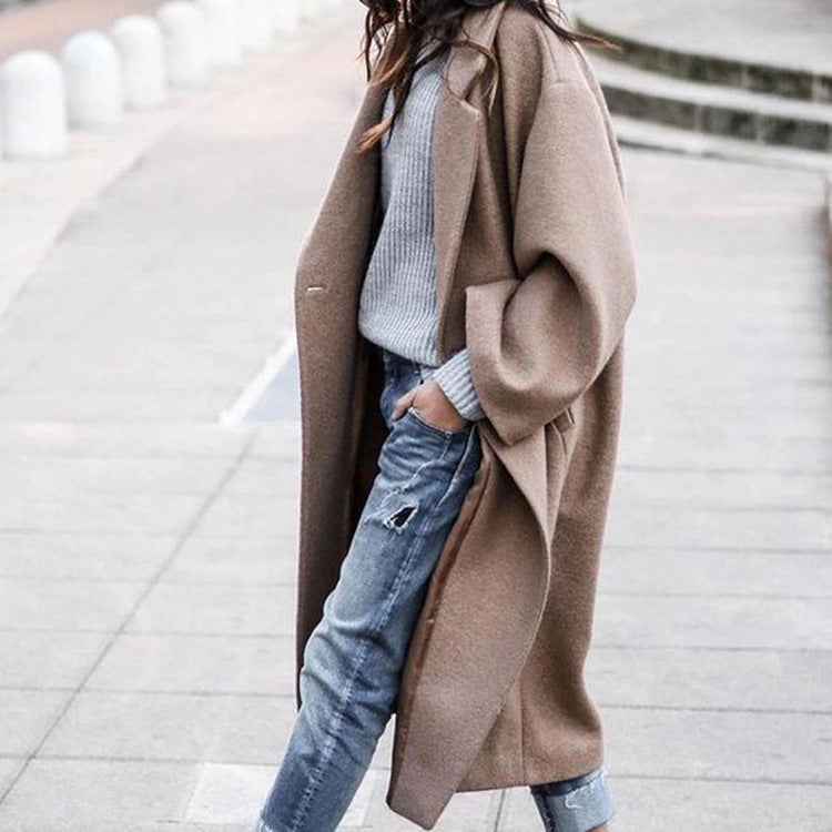 Manteau Long Oversize à Revers