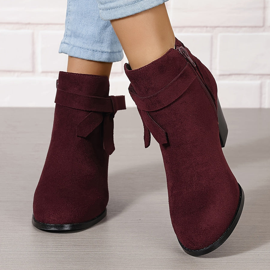 Bottines Cheville à Talon Bloc et Nœud