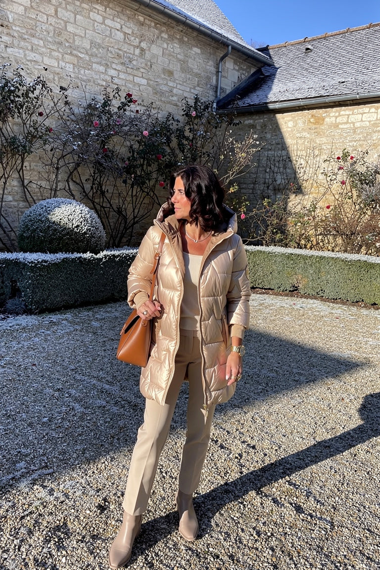 Veste Matelassée Luna - Coupe Élégante et Protectrice — Beige — Estée Paris