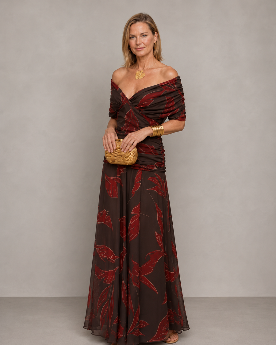 Bérénice robe longue — détail de la jupe évasée jusqu'au sol