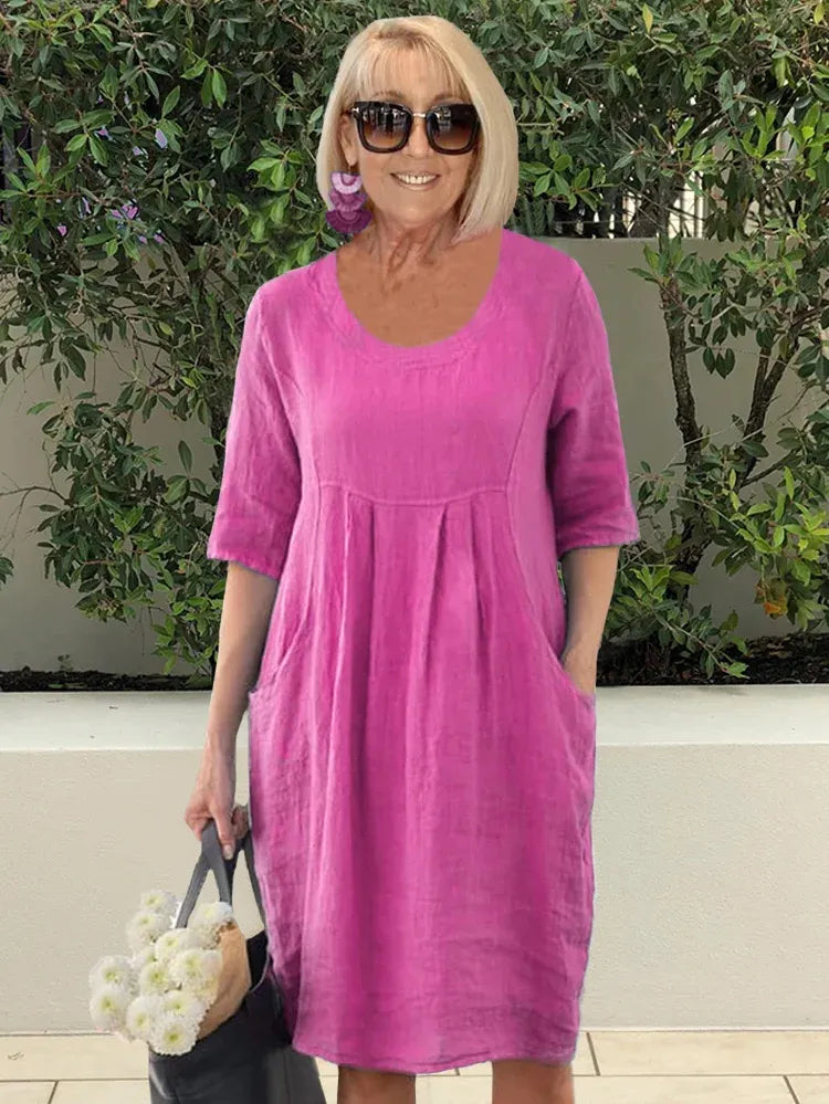 Virginia | Robe midi unie avec poches