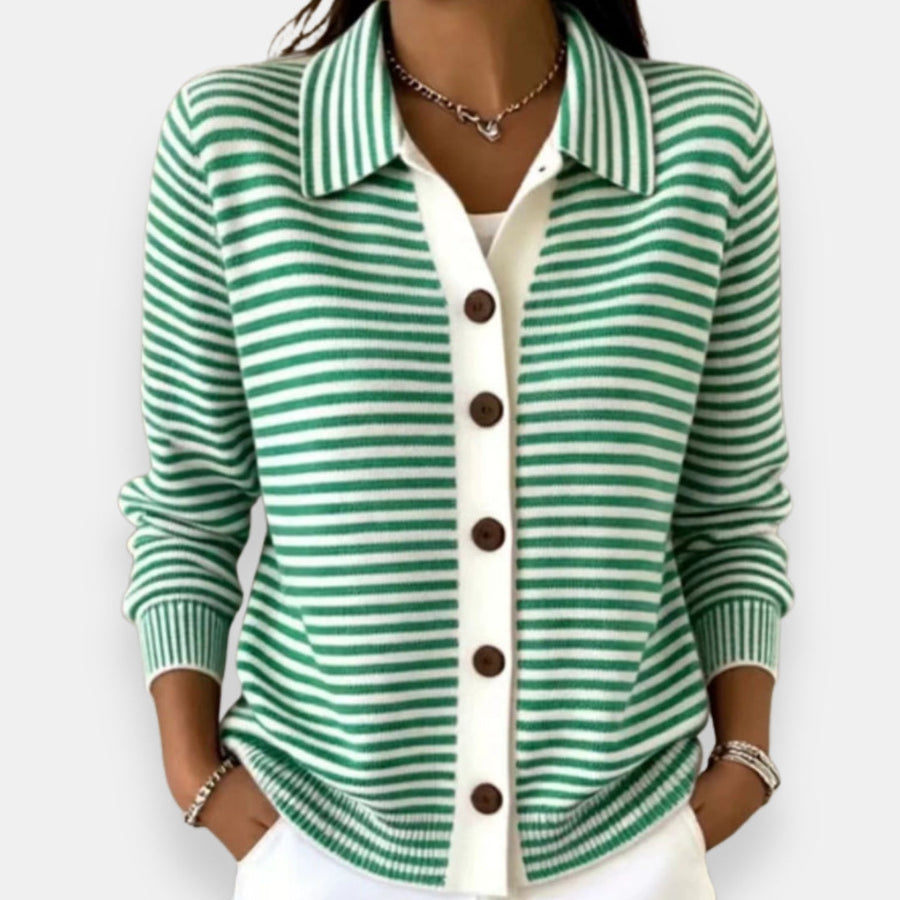 Cardigan Rayé Boutonnage Complet