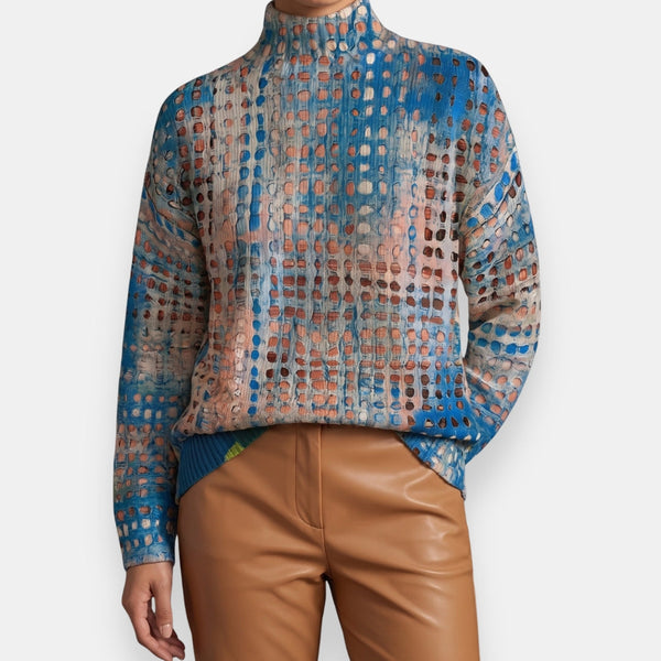 Antoinette | Sudadera de cuello alto calada azul marino