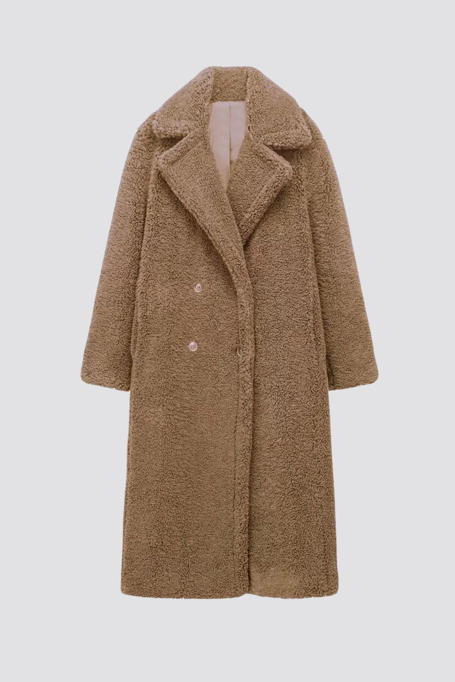 Manteau Teddy Long Croisé Oversize