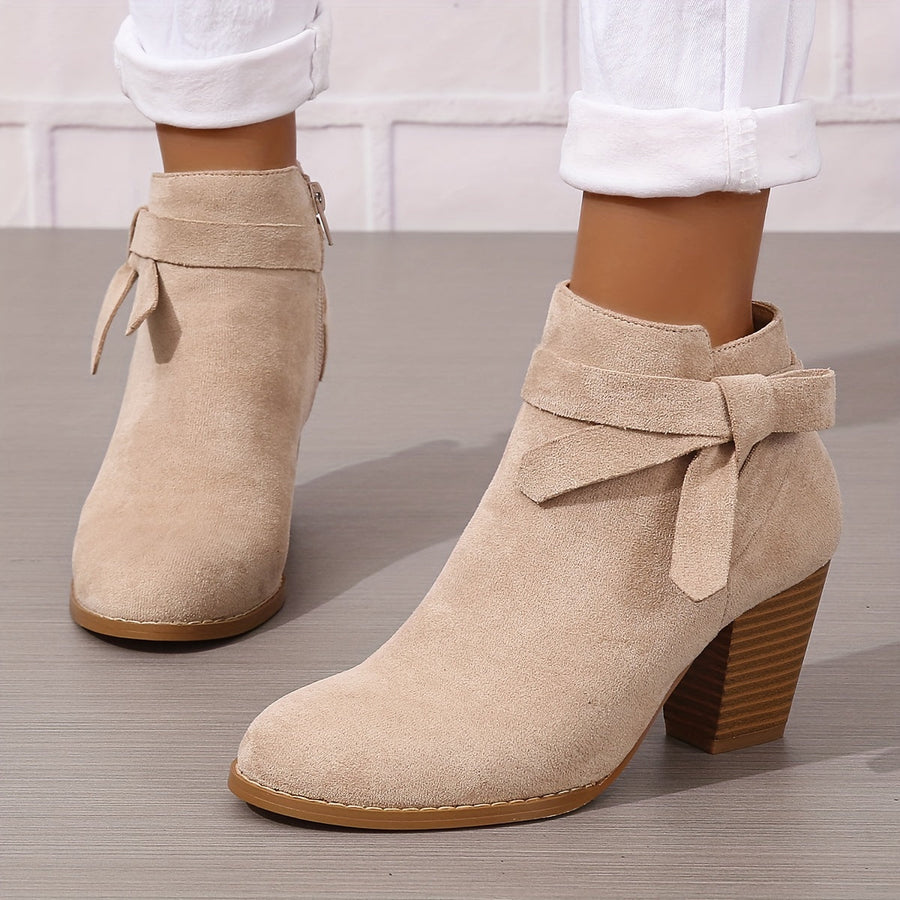 Bottines Cheville à Talon Bloc et Nœud