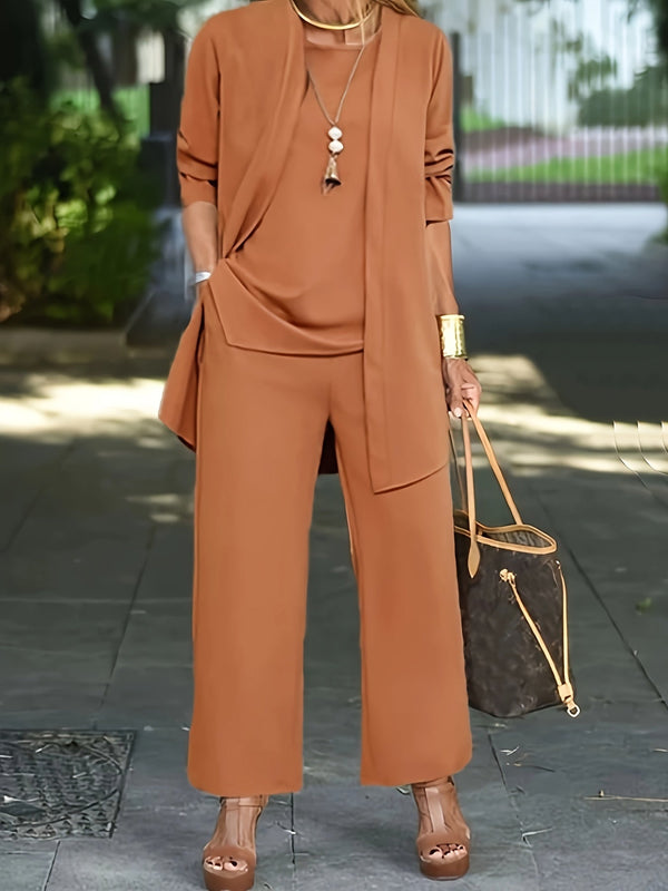 Ensemble Trois Pièces Femme - Blazer, Chemise et Pantalon Chic