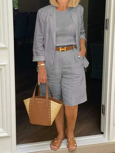 Ensemble pour dames - Blazer élégant et short - Stylisé - Idéal pour les journées chaudes