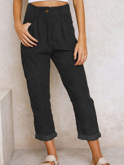 Pantalons en velours côtelé à jambes droites pour femmes