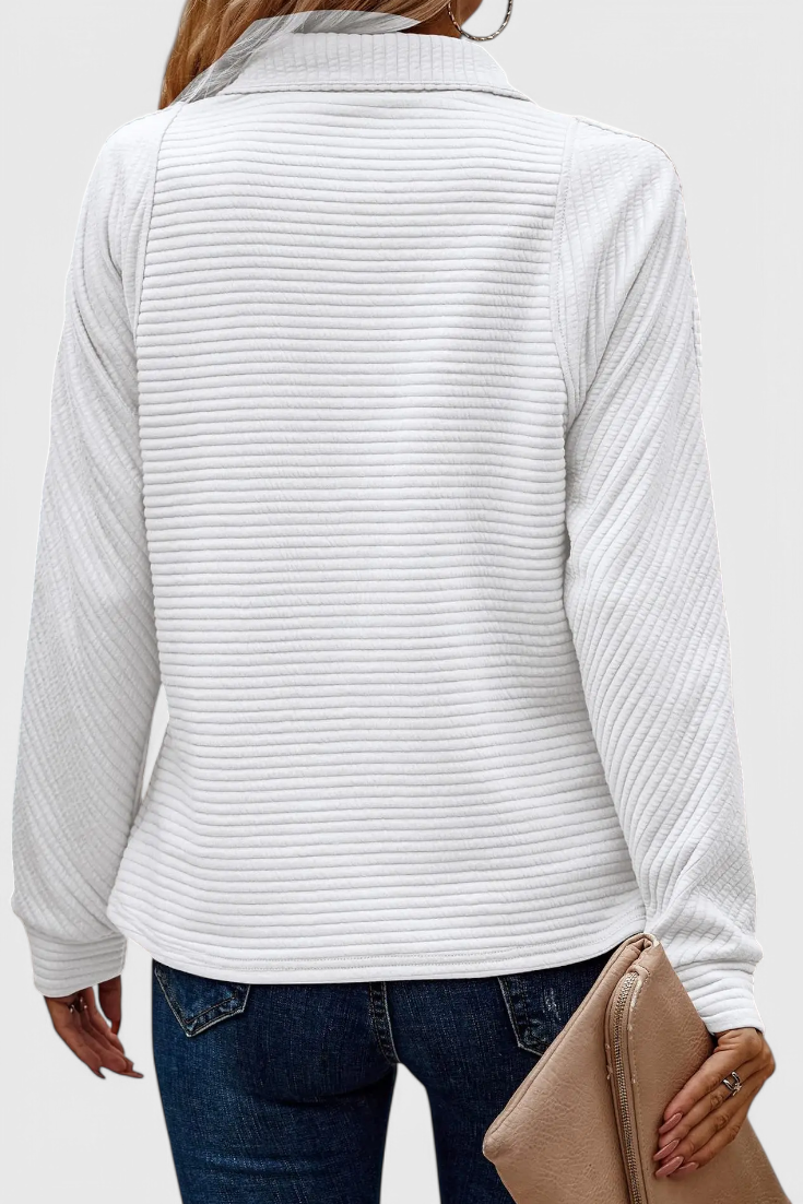 Pull Col V Zippé Coupe Décontractée