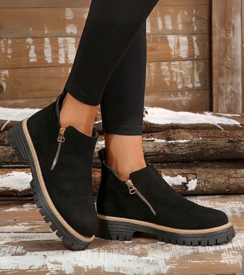 Bottines à Fermeture Éclair et Talon Bloc