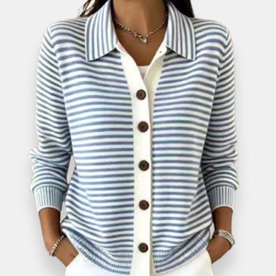 Cardigan Rayé Boutonnage Complet