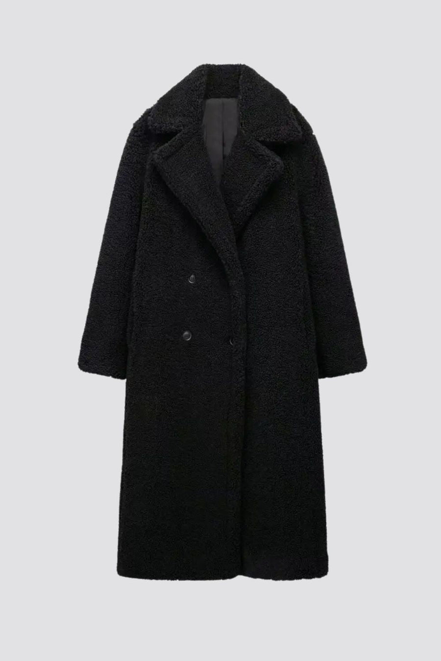 Manteau Teddy Long Croisé Oversize
