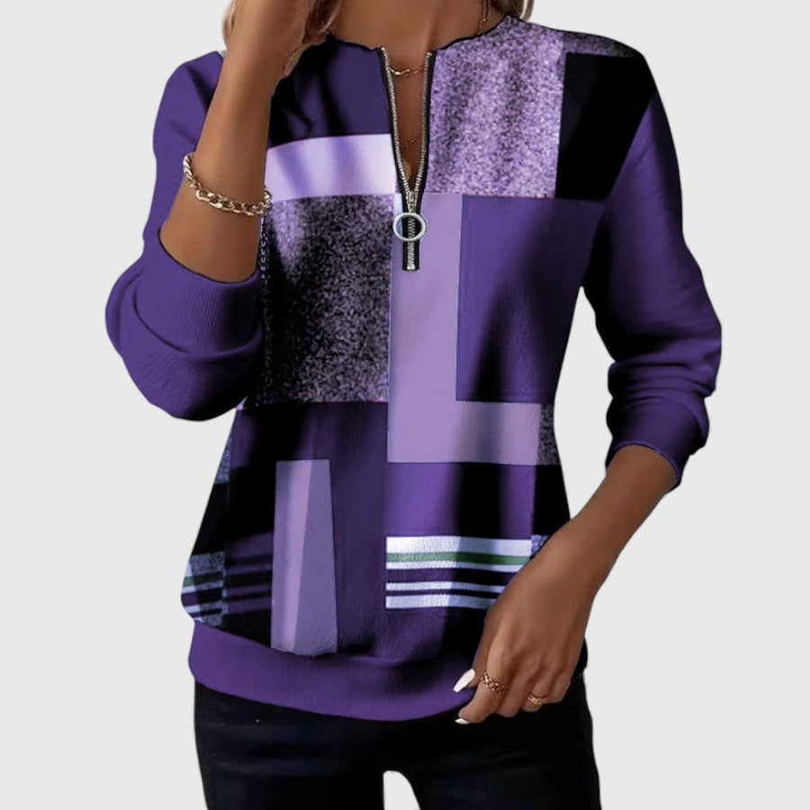 Sweat Col Montant Demi-Zip Décontracté