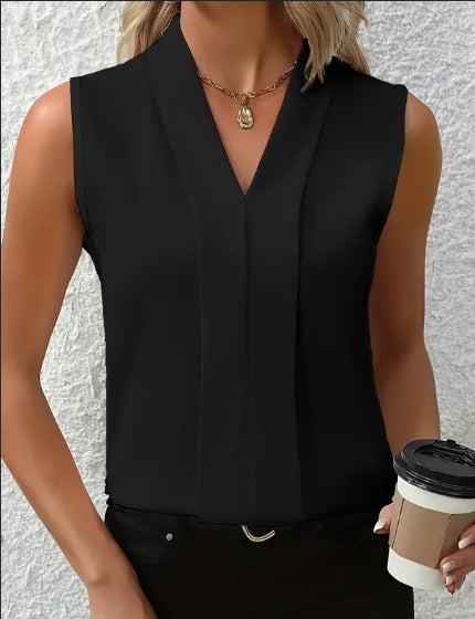Sina - Blouse élégante sans manches avec col en V pour femmes