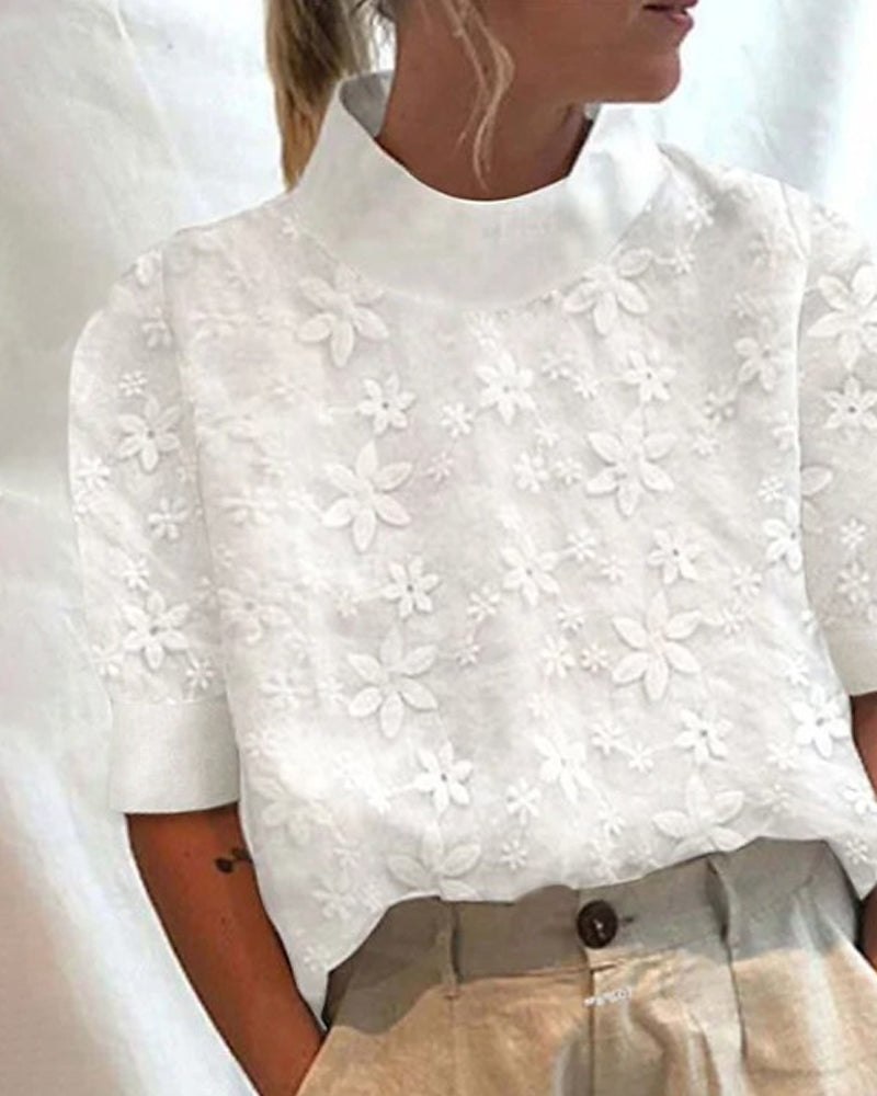 Ruby - Tendance Blouse en coton avec col montant