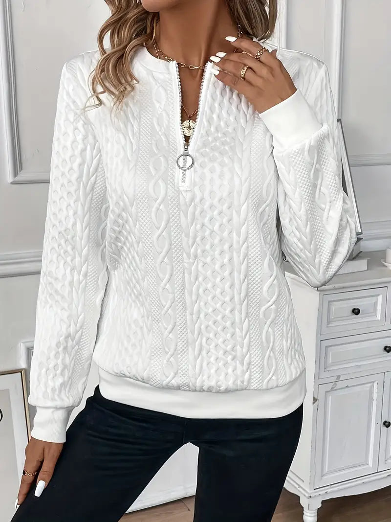 Sweat Col Zippé Demi-Ouvert Coupe Ample