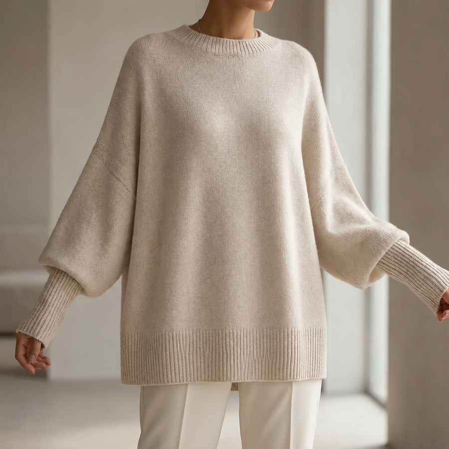 Pull Oversize Manches Ballon Côtelé