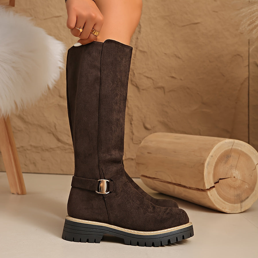 Botas Altas Elegantes com Salto em Bloco