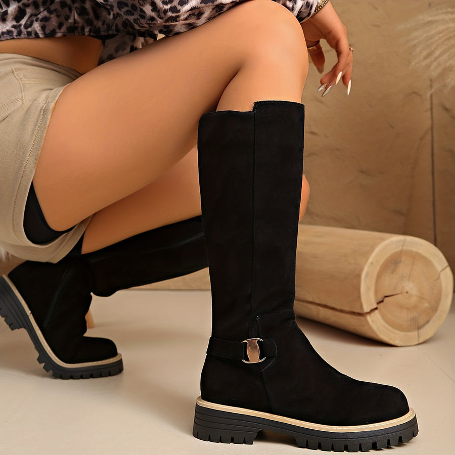 Botas Altas Elegantes com Salto em Bloco