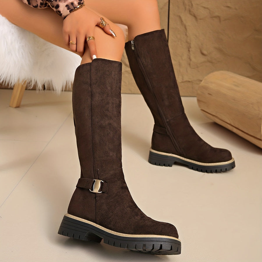 Botas Altas Elegantes com Salto em Bloco