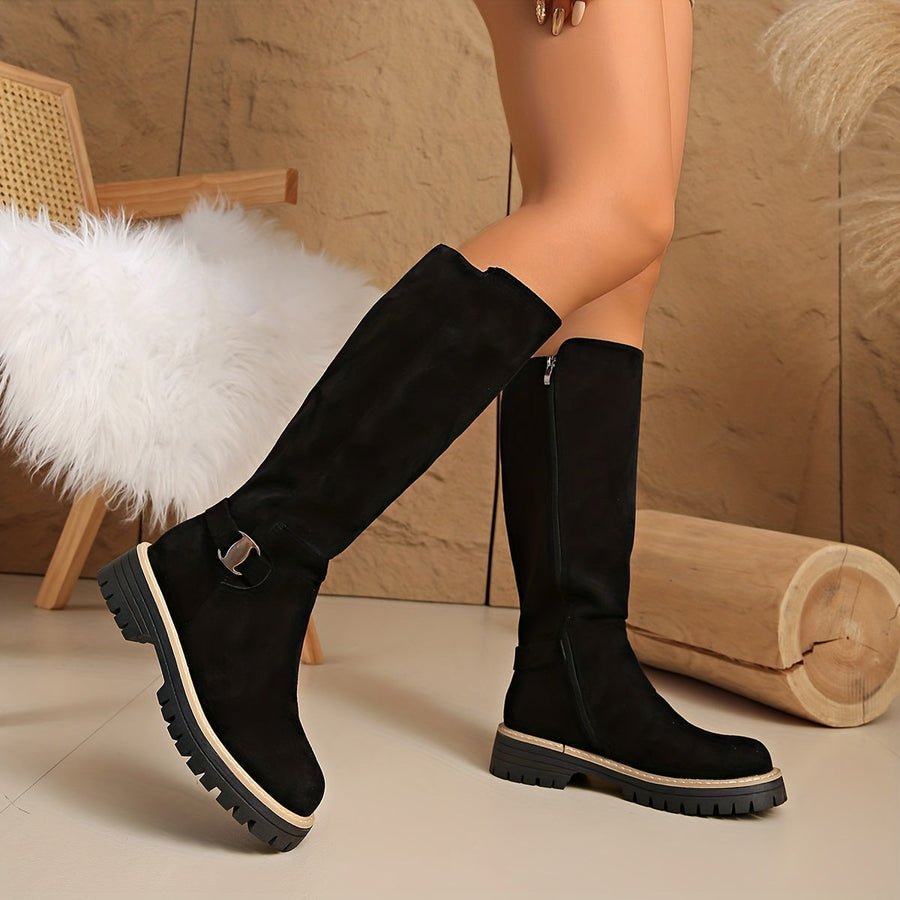 Botas Altas Elegantes com Salto em Bloco