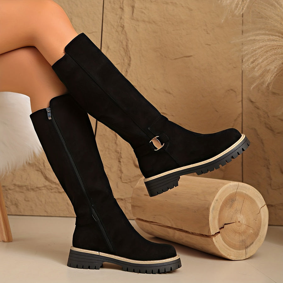 Botas Altas Elegantes com Salto em Bloco