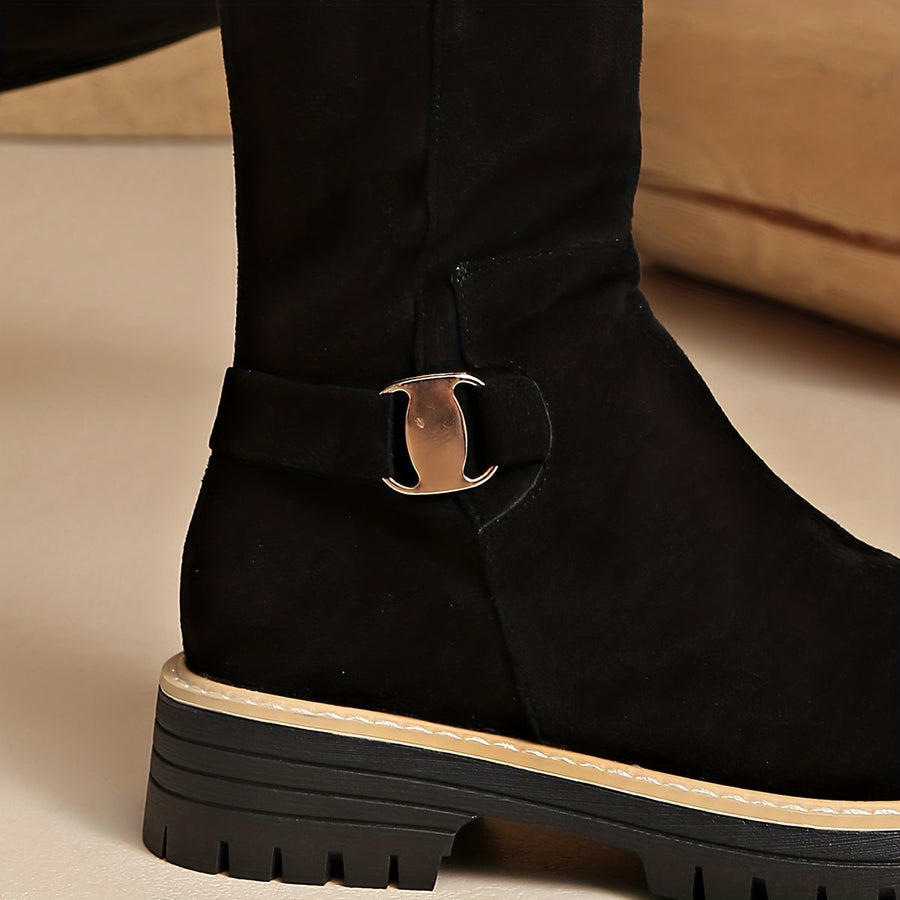 Botas Altas Elegantes com Salto em Bloco