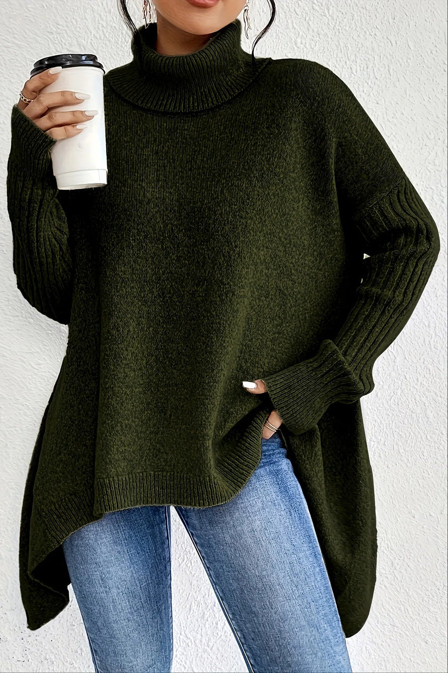 Pull Col Montant Oversize Asymétrique