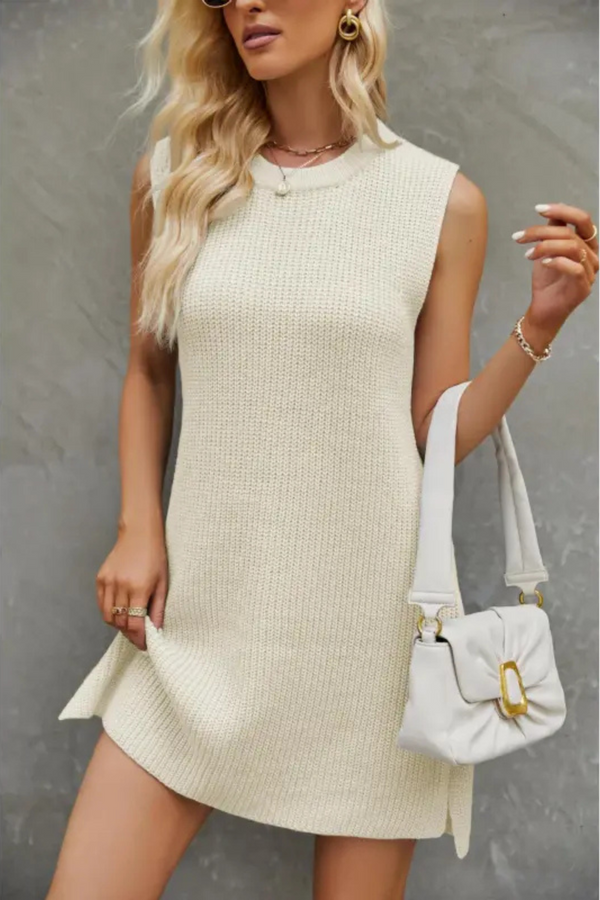 Anwen | Robe sans manches à col rond